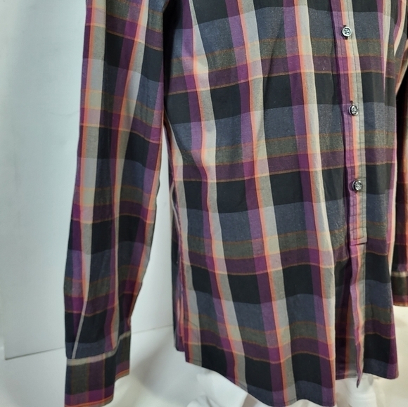 Kenneth Cole Plaid Collared Button Up Dress Shirt - Picture 5 of 9